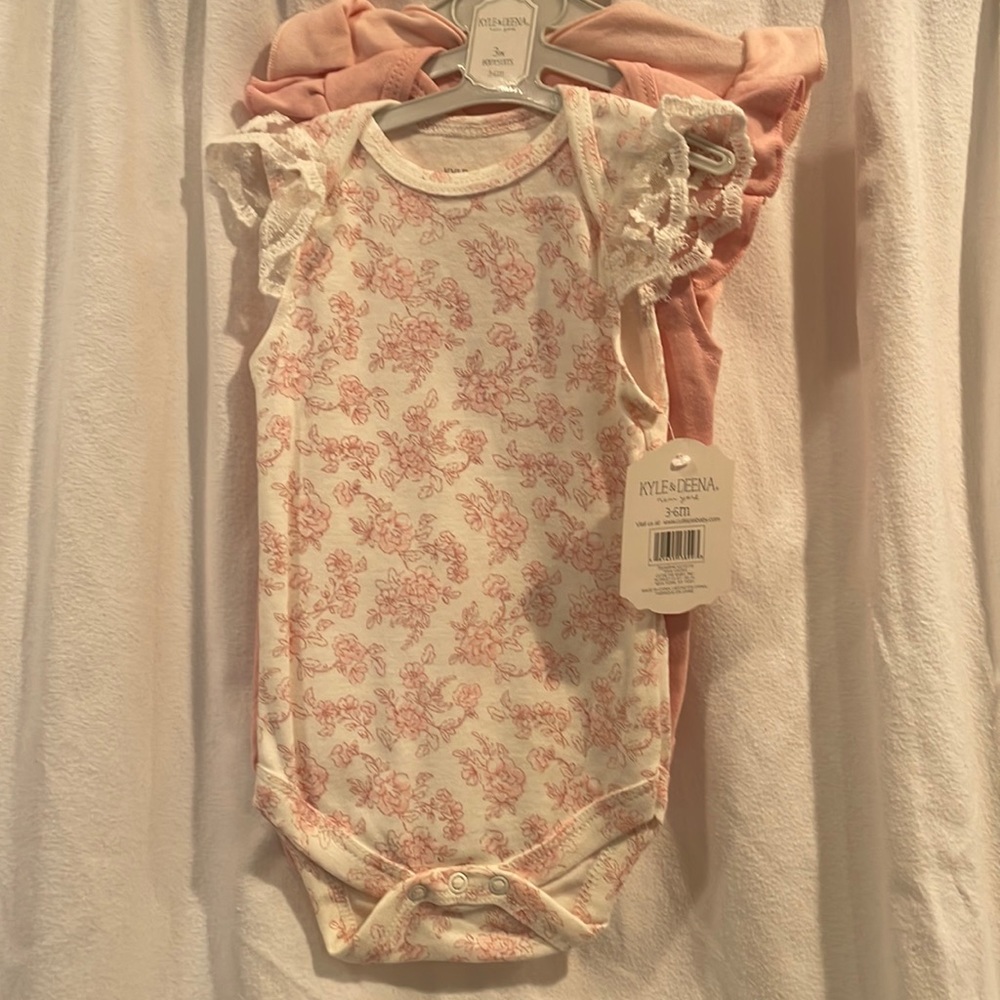 Kyle & Deena 3-pack Girls Pink Bodysuits